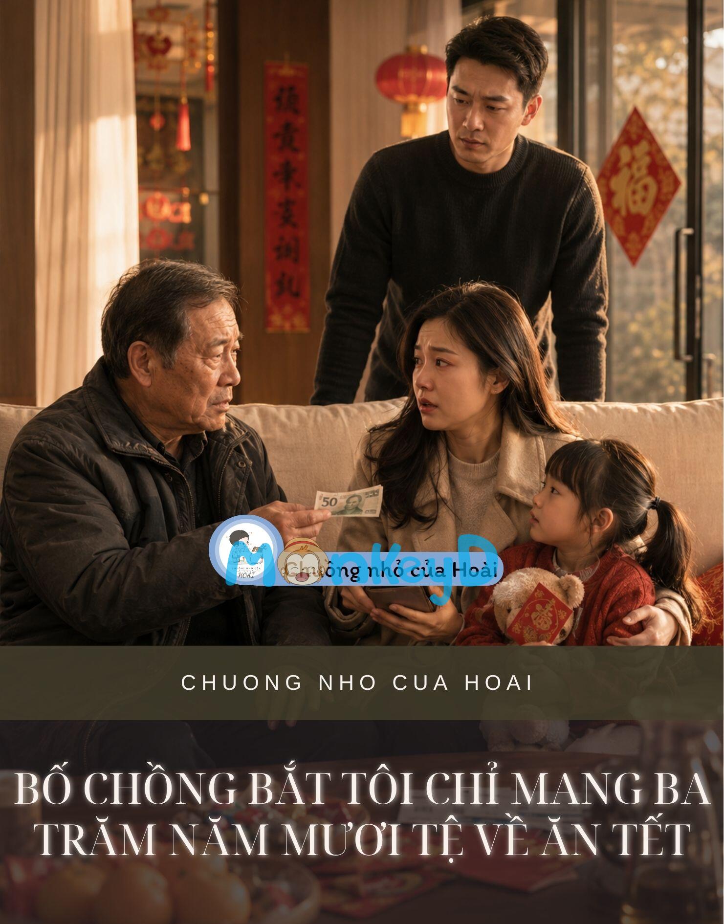 BỐ CHỒNG BẮT TÔI CHỈ MANG BA TRĂM NĂM MƯƠI TỆ VỀ ĂN TẾT